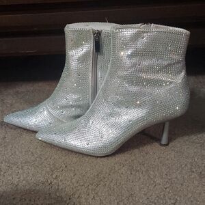 Shimmering Silver Ankle Booties
